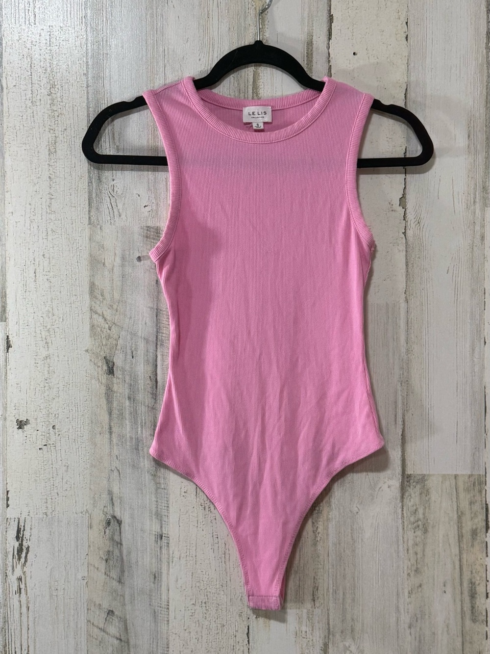 Le Lis Pink Sleeveless Ribbed High Neck Bodysuit